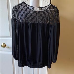 ECI Black Pleated Relaxed Blouse XL